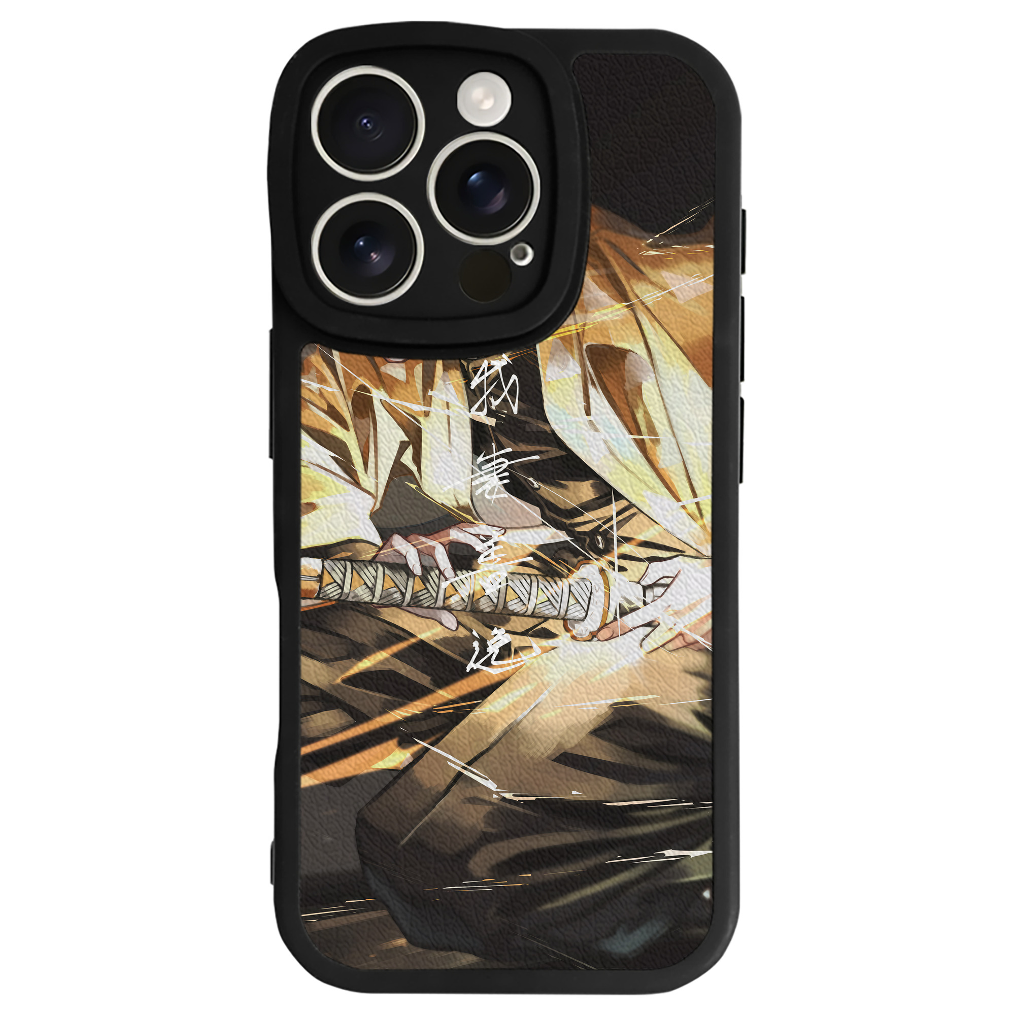 （画像用） 鬼滅の刃（きめつのやいば）我妻 善逸／あがつま ぜんいつ Agatsuma Zenitsu 【iPhone 16シリーズ対応】シリコンスマホケース（レザー調） 材質：シリコン